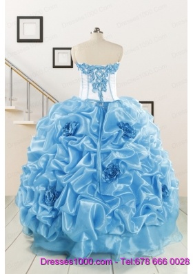 2015 New Style Sweetheart Baby Blue Quinceanera Dresses with Appliques