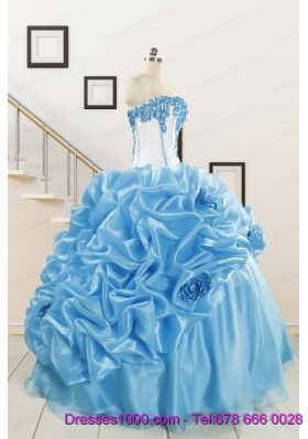 2015 New Style Sweetheart Baby Blue Quinceanera Dresses with Appliques