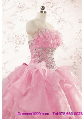 2015 Pretty Appliques Baby Pink Quinceanera Dresses