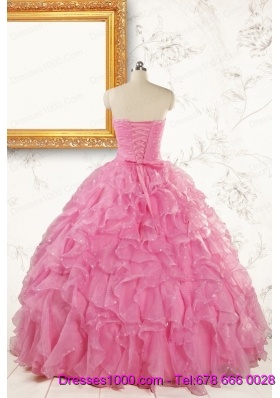 2015 Pretty Sweetheart Beading Baby Pink Quinceanera Dresses