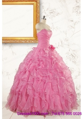 2015 Pretty Sweetheart Beading Baby Pink Quinceanera Dresses