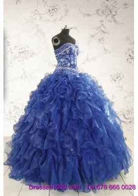 Beautiful Beading and Ruffles Quinceanera Dresses in Royal Blue