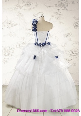 Elegant White One Shoulder Hand Made Flower Quinceanera Dress for 2015