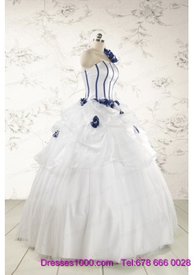 Elegant White One Shoulder Hand Made Flower Quinceanera Dress for 2015