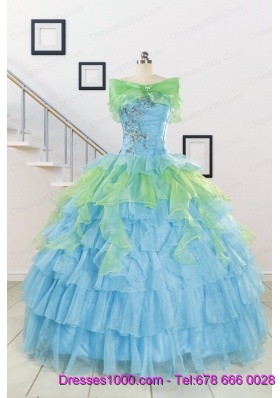 Pretty Beading Strapless Multi-color Quinceanera Dress for 2015