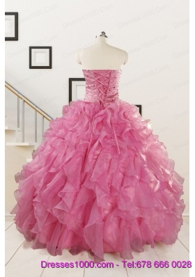 Puffy Sweetheart Pink Quinceanera Dresses with Beading