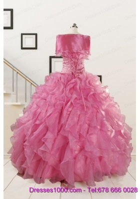 Puffy Sweetheart Pink Quinceanera Dresses with Beading