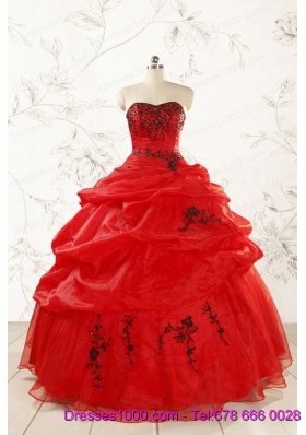 Top Seller Sweetheart Appliques Quinceanera Dress in Red