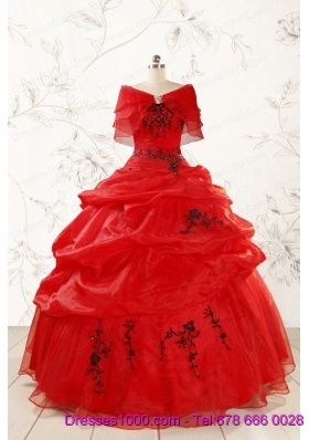 Top Seller Sweetheart Appliques Quinceanera Dress in Red