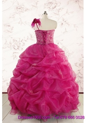 2015 Cheap Appliques Quinceanera Dresses in Fuchsia