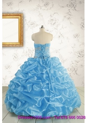 2015 Elegant Strapless Beading Quinceanera Dresses in Baby Blue