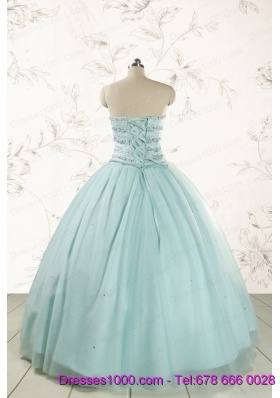 2015 Exclusive Apple Green Quinceanera Dresses with Reinstones