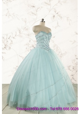 2015 Exclusive Apple Green Quinceanera Dresses with Reinstones