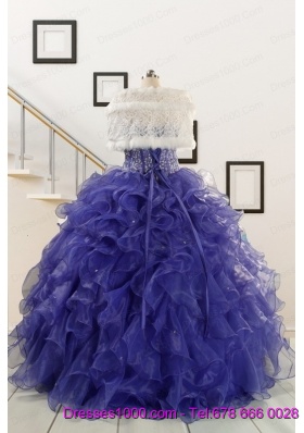 2015 Sweetheart Ruffles Purple Quinceanera Dresses with Wraps