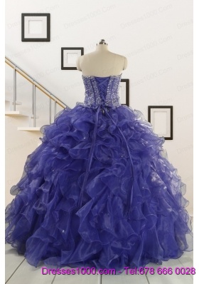 2015 Sweetheart Ruffles Purple Quinceanera Dresses with Wraps