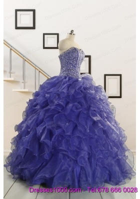 2015 Sweetheart Ruffles Purple Quinceanera Dresses with Wraps