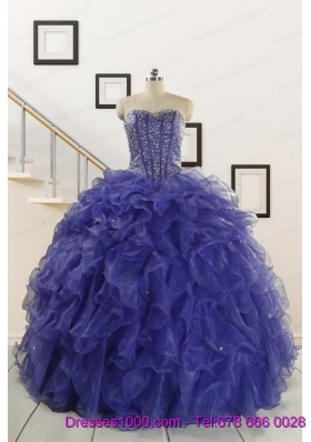 2015 Sweetheart Ruffles Purple Quinceanera Dresses with Wraps