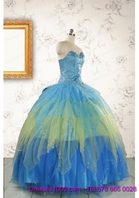 2015 Unique Sweetheart Beading Quinceanera Dresses in Multi-color