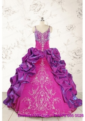 Classic Ball Gown Embroidery Court Train Quinceanera Dresses in Multi Color