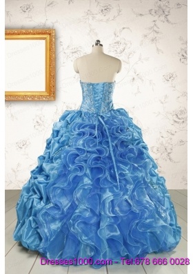 Elegant Sweetheart Embroidery Sweet 16 Dress in Blue