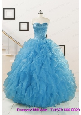 Hot Sell Blue Quinceanera Dresses With Beading and Ruffles