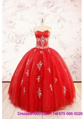 Most Popular Red Puffy Quinceanera Dresses with Appliques