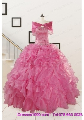 Pink 2015 Pretty Quinceanera Dresses Sweetheart with Ruffles