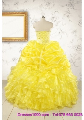 Popular Sweetheart Yellow Quinceanera Dresses with Beading