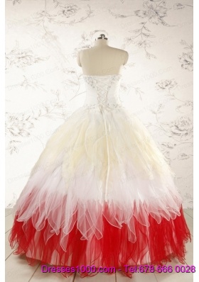 Unique Multi Color Sweetheart Ruffled Quinceanera Dresses wth Beading