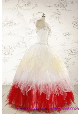 Unique Multi Color Sweetheart Ruffled Quinceanera Dresses wth Beading