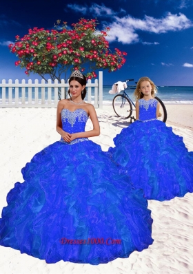 New Style Beading and Ruffles Princesita Dress in Royal Blue