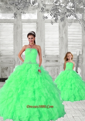 Popular Beading and Ruching Princesita Dress in Green for 2015