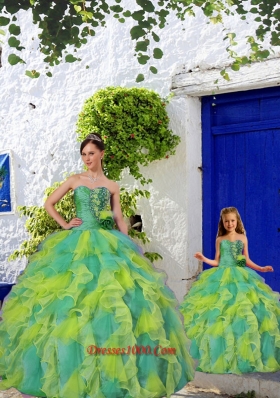 2015 Popular Beading and Ruffles Princesita Dress in Multi-color