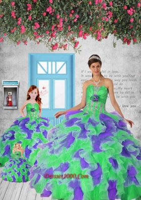 Remarkable Multi-color Princesita Dress with Appliques and Ruffles