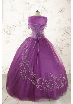 2015 Formal Sweetheart Appliques Purple Quinceanera Dresses