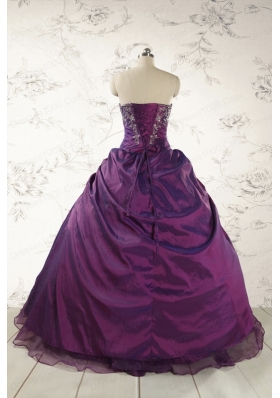 2015 Modern Purple Sweetheart Appliques Quinceanera Dresses