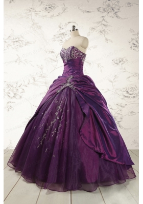 2015 Modern Purple Sweetheart Appliques Quinceanera Dresses