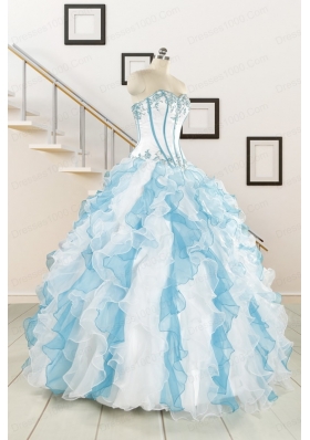 2015 Pretty Appliques and Ruffles Quinceanera Dresses in Multi-color