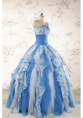 Discount One Shoulder Printed Quinceanera Dresses for 2015