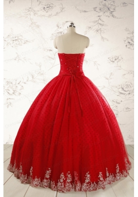 Elegant Red Strapless Quinceanera Dresses for 2015