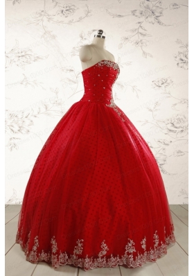 Elegant Red Strapless Quinceanera Dresses for 2015