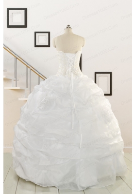 Pretty White Strapless 2015 Quinceanera Dresses with Beading