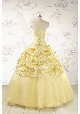 Yellow Sweetheart Ball Gown Quinceanera Dress for 2015