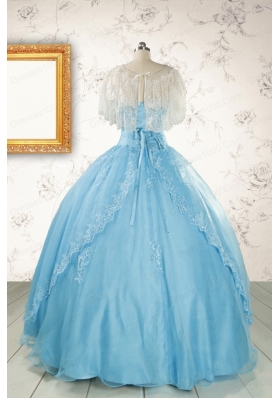 2015 Discount Strapless Beading Quinceanera Dress in Baby Blue