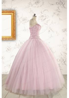 2015 Light Pink Appliques Strapless Sweet 16 Dresses with Wrap