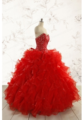 2015 Most Popular Red Quinceanera Dresses with Beading