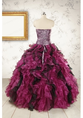 2015 New Style Sweetheart Ruffles Multi-color Quinceanera Dresses