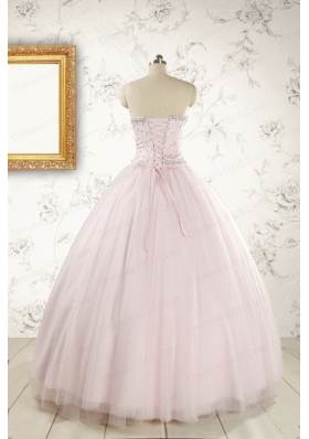 2015 Pretty Beading Light Pink Quinceanera Dresses