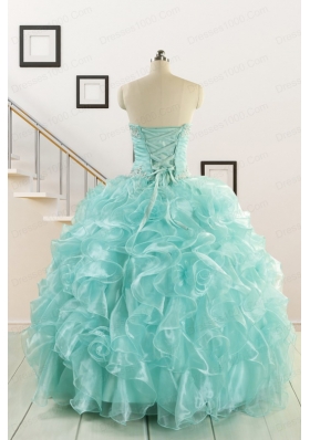 Apple Green Quinceanera Dresses with Beading for 2015