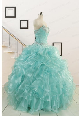 Apple Green Quinceanera Dresses with Beading for 2015